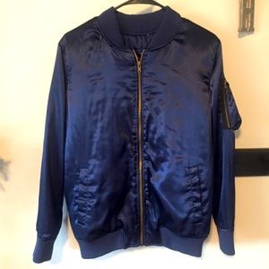 Blue bomber jacket